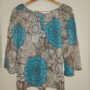 Trina Turk Silk Floral Top Size Medium